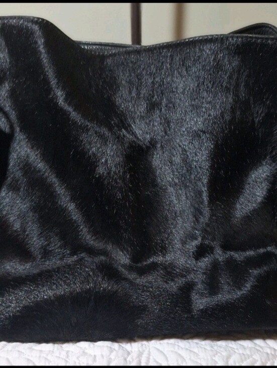 hinge Handbags - VTG. Black Pony Hair Tote Bag Made By Hinge In Italy